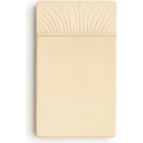 Sábana bajera de algodón para cuna 120x60 cm - lunares beige (1/2)