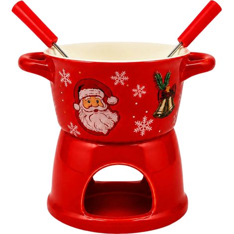 Chauffe-beurre et service à fondue en céramique, 300 ml, résistant à la chaleur, avec fond et 2 fourchettes, idéal pour la pâtisserie maison, les fêtes, ou comme cadeau de mariage, pendaison de crémai (1/5)