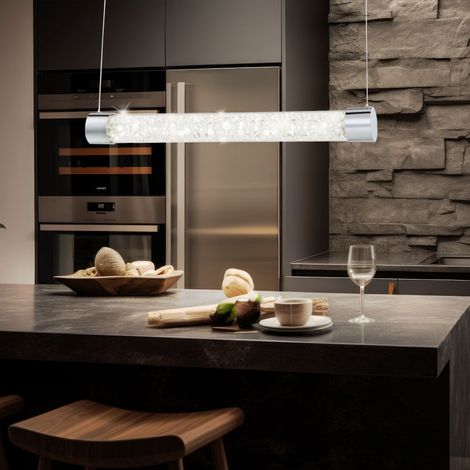 Kunstvolle 24W LED Pendel Hänge Lampe Dimmbar Chrom Acryl ALIVIO