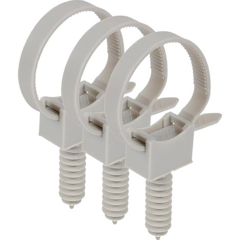 Collier de Serrage Plastique avec Cheville - Pour Fixer Gaines et Câbles Electriques au Mur - Attache-Câble Au Diamètre Réglable de 16 mm à 32 mm - Gris - Lot de 30