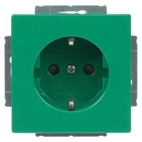Busch-Jaeger Inserto presa SCHUKO® Safety+ verde - Plattform 63 (20 EUCKS-13-82-101), 2CKA002013A5470