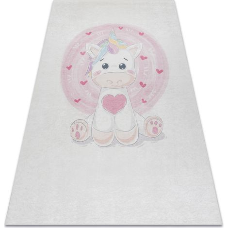 Tappeto lavabile BAMBINO 1128 Unicorno per bambini antiscivolo - crema beige 80x150 cm
