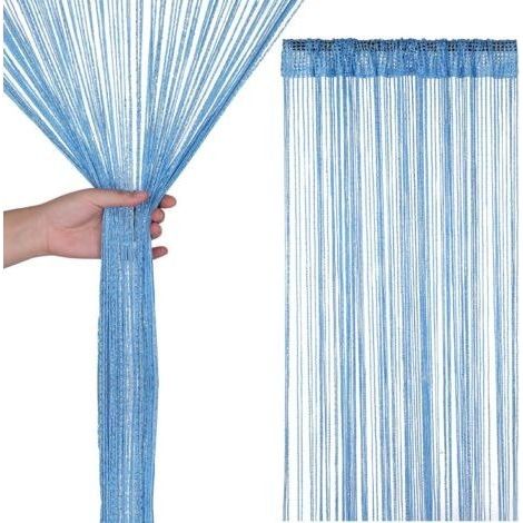 Bleu 200cm x 100cm illette Corde Rideaux Fly Écran Pièce Diviseur Frange nneau Gland Rideau pour Porte,Windows,Portes,Maison Décoration,Événement Décoration (1/4)