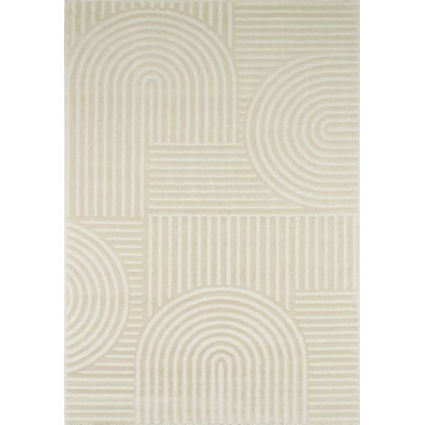 sweeek - Innenteppich mit grafischem Bogenmuster, cremefarben - 80 x 150 cm