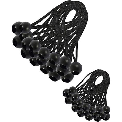 Tendeur élastique, 30 tendeurs élastiques, boule élastique, tendeur de bâche, caoutchouc pour tente (200 et 150 mm) (1/5)