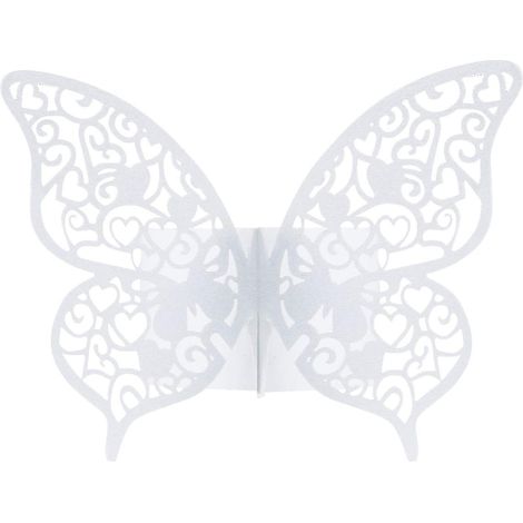 Rond de Serviette Papillon - Papier Haute Qualité - Décoration Table Mariage Fête Anniversaire Communion - 50 Pièces Blanc