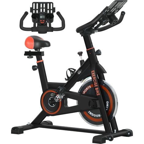Cyclette d'intérieur 8 kg avec écran LCD en acier et ABS dimensions 103x53x100-114 cm couleur rouge et noir (1/5)