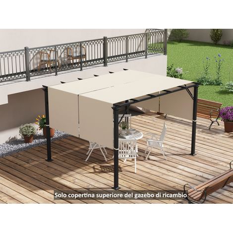 Bâche de pergola en polyester 3x3 m avec poches et sangles, 488x122 cm, kaki (1/5)