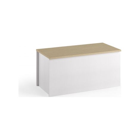 Baúl de almacenamiento blanco con cierre suave y parte superior acanalada en color claro, 90x45x45 cm - Terraneo
