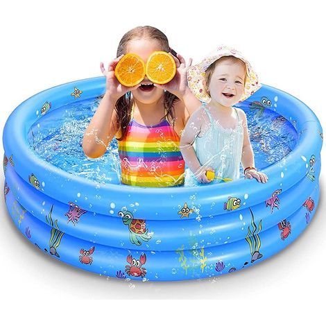 Piscine gonflable pour enfants Pataugeoire gonflable antidérapante 3 anneaux 100 x 38 cm (1/5)