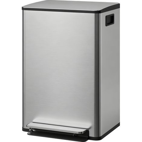 50-Liter-Küchenabfalleimer mit Tretmechanismus, herausnehmbarem Inneneimer, geräuscharmem Deckel, 41,7 x 36,6 x 62 cm, silber
