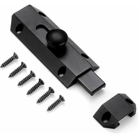1 Loquet de verrouillage de sécurité avec targette en laiton épais pur, loquet de portail ultra résistant, noir (1/5)