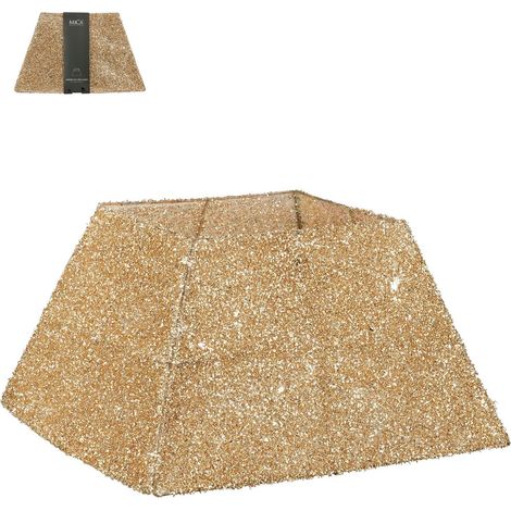 Cache-pied de Sapin de Noël Carré Jupe Dorée Pailletée en Polyester et Fer 50 x 50 x 30 cm - PANGIVO (1/4)