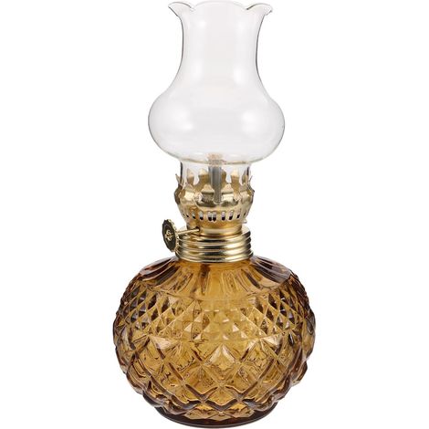 Lampe à Huile Vintage en Verre et Fer pour Chambre, Éclairage d'urgence Longue Durée, Lanterne à Pétrole Classique Design Rétro Unique pour Décoration Intérieure (1/5)
