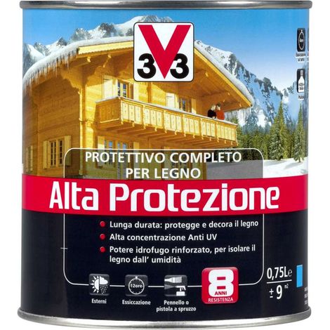 V33 Protettivo Legno Alta Protezione Noce Scuro 750 ml - Vernice Esterni (1/4)