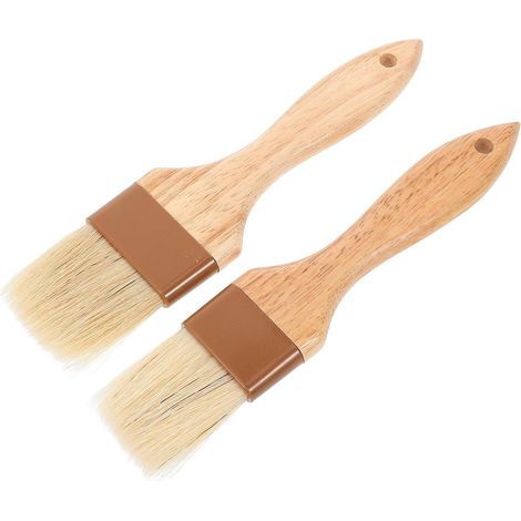 2 Stück Backpinsel mit Holzgriff Naturborsten Mittel Groß