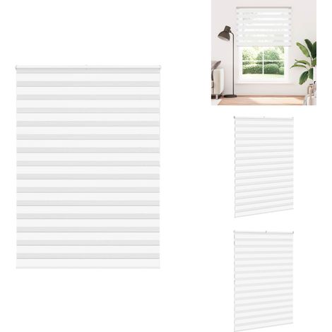Store zèbre blanc 155x200 cm largeur du tissu 150,9cm polyester - Store Zébré - Stores Zébrés - Store À Enrouleur Zébré - Double Store À Enrouleur (1/5)