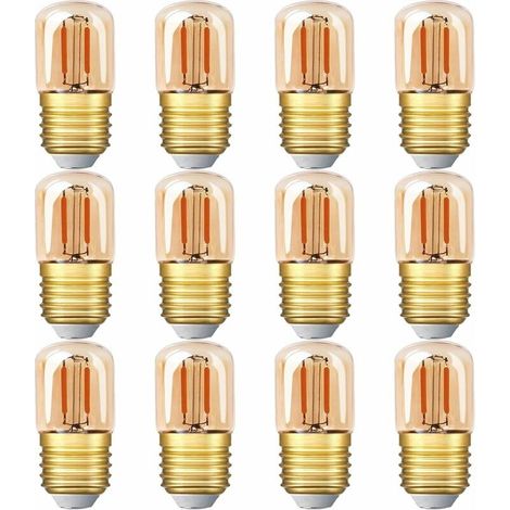 Mini ampoule LED tubulaire, 1W T28 Edison Ampoule à filament LED E27 Base à vis 2200K Ampoule jaune super chaude pour décorative non dimmable (verre ambré) 12 Pack [Classe énergétique G] (1/5)