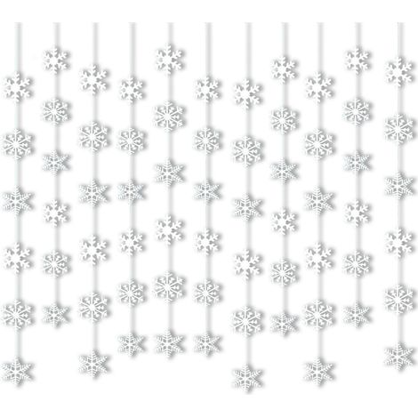 Ornement flocon de neige pailleté pour Noël, décorations à suspendre pour sapin de Noël avec corde argentée, accessoires pour décorations hivernales, sapin, fenêtre, porte (1/4)