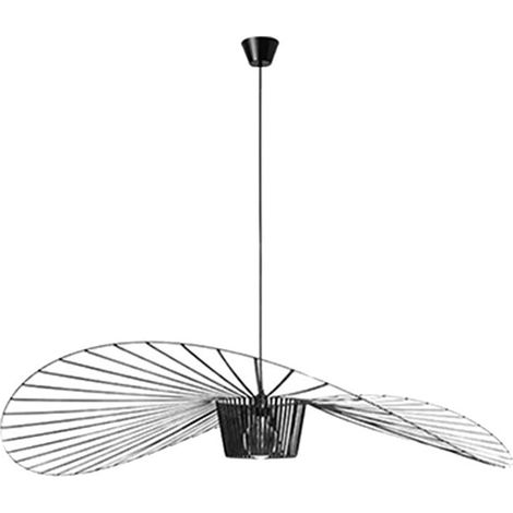 Lustre Suspension Noir 40 cm, Rétro Salon Lampe Suspension Fibre De Verre + Polyuréthane De Chapeau Design (1/5)