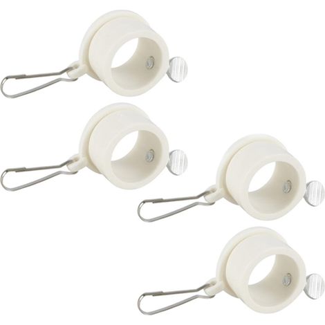 Anelli per asta portabandiera - 4 pezzi - Ø32 mm - Correttore per bandiera - Anelli di fissaggio girevoli a 360° - con moschettoni - Attacco per bandiera - Accessori per asta portabandiera - Bianco