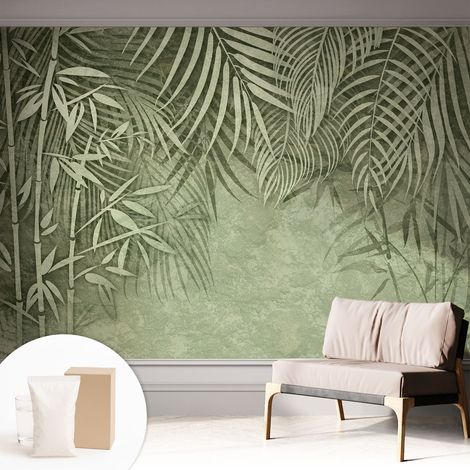 Papier peint intissé décoratif pour salon chambre et cuisine Facile à poser avec colle Paradis de bambous 312x219 cm (1/5)