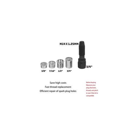 5-teiliges Zündkerzengewinde-Reparaturset M14 x 1,25, Zylinderkopf-Gewindereparaturset, 14-mm-Reibahle für Zylindergewindereparatur – Crezuo (1/3)