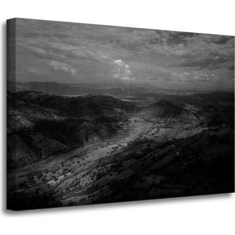 Leinwanddruck Schwarz-Weiß-Berge aus der Luft 70x50 cm