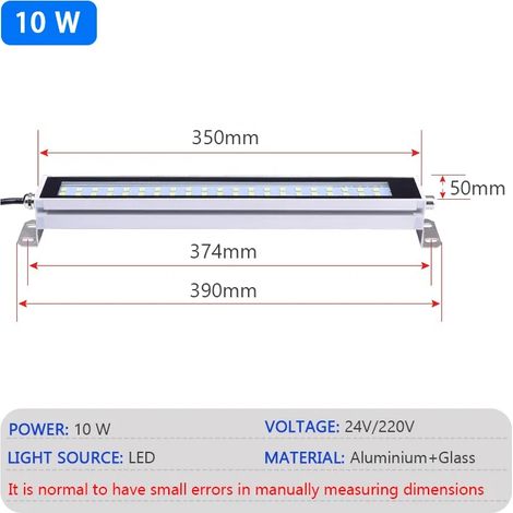 Lampe industrielle LED (35 cm - Blanc froid - AC110-230 V) - prévision IP67, résistance à l'huile et à la poussière, pour ateliers et machines CNC - Alimentation AC100-230 V - Éclairage pour outils de (1/5)