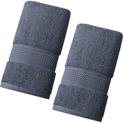 Gants de toilette pour salle de bain - Ensemble hôtel - Serviettes visage ultra-absorbantes - Lot de 2 - 4080cm (Gris) (1/5)