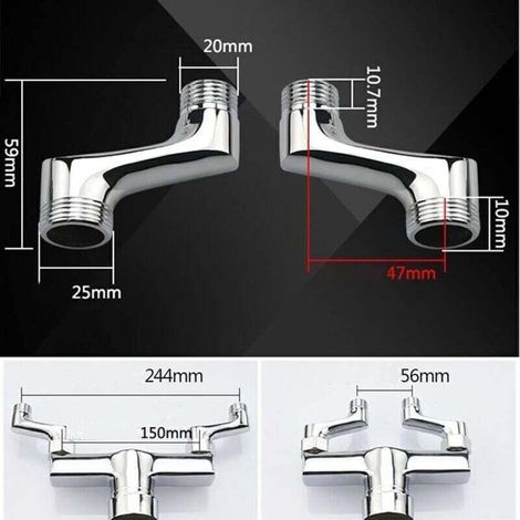 Raccord Contre Coudé Douche - Raccord Laiton Coudé Réducteur - Bras Pivotant Réglable - Raccord Mural Contre Coudé - Raccord Excentré 1/2 3/4 - Chrome A