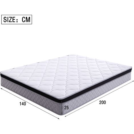 Materasso a molle 140 x 200 cm, spessore 25 cm, H3, ergonomico, bianco DESVIAE (1/5)