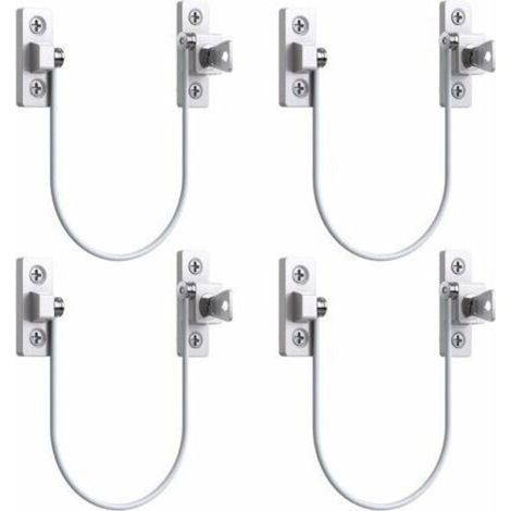 4pcs Entrebâilleur Fenêtre Porte Restricteur de Porte de Fenêtre Verrou Fenetre UPVC Verrouillage de Limite Verrou de Sécurité Câble Serrure de Limite Avec Clé et Vis--TRIMEC