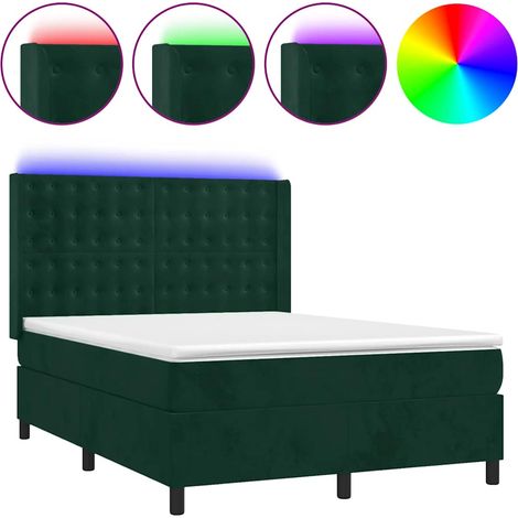 Maison Exclusive - Letto a Molle con Materasso e LED Verde Scuro 140x200cm Velluto (1/5)