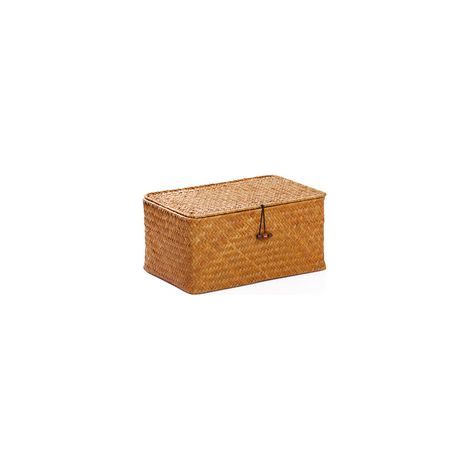 Minimalistische Aufbewahrungskörbe aus Seegras im skandinavischen Stil mit Deckel, aus natürlichem, geflochtenem Rattan, rechteckige Aufbewahrungsbox (26 x 16 x 10 cm hoch) (1/5)
