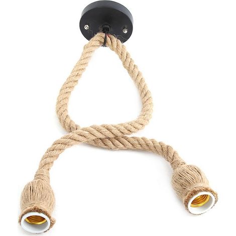 Base de lampe E27 1m, cordon en corde de chanvre, fil électrique, pendentif décoratif, porte-ampoule (2 supports) (1/5)