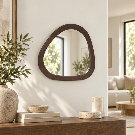 Miroir en bois marron design organique 43 cm CORTINA (1/3)