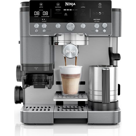 Ninja Luxe Premier Macchina per caffè 3 in 1, per caffè espresso, con estrazione a freddo e filtrato, 4 impostazioni automatiche predefinite per la schiuma, Grigio grigio metallizzato ES601EUGM