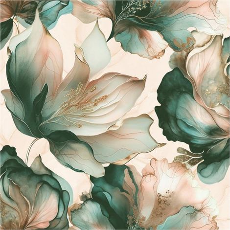 Muriva Elysian Floral Coral And Teal Elegant Green Paste The Paper Wallpaper (1/4)
