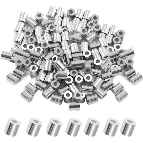 Lot de 200 manchons d'arrêt ronds pour câble métallique de diamètre en aluminium (M2,5, 2,5 mm) (1/5)
