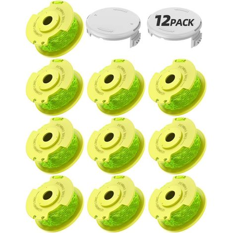 12er-Pack Ersatzspulen für Ryobi One+ AC14RL3A 18V 24V 40V Rasentrimmer, 2 mm Spulendurchmesser, 3,3 m Länge (10 Trimmerfäden, 2 Schutzhüllen) (1/5)