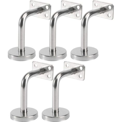 Lot de 5 Support Main Courante Inox Murale Supports de Main Courante pour Escalier Exterieur Intérieur, Rampe Escalier Bois, Rail D'escalier (6x8x5cm/2.7x3.1x2.0in) (1/4)