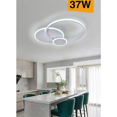 TrAdE Shop Traesio - Plafoniera Led Design Moderno 3 Cerchi 37 Watt Luce Fredda Naturale Calda C32 - -Bianco Freddo      -