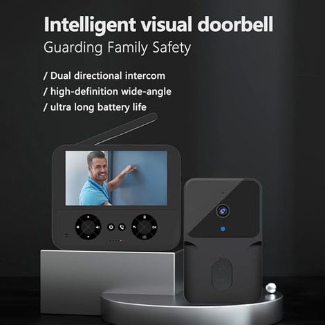 Drahtlose Videotelefonie mit Kamera, IPS-Bildschirm, Nachtsicht, Zwei-Wege-Audio, automatische Foto-/Videoaufzeichnung.