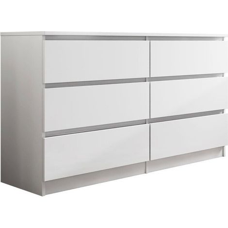Cómoda Comfivo 161, Blanco, Con cajones, Número de cajones: 6, 77x138x40cm