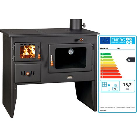 Stufa a Legna Prity 2P41 con Forno – 15,2 kW – Design Tradizionale per Cucina e Riscaldamento (1/3)