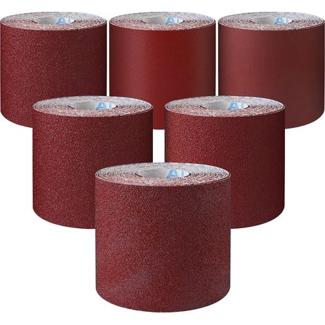 6 Rouleaux de Papier Abrasif 93MM x 3M, Grain 60/80/120/180/240/400 Papier de Verre Humide et Sec Rouleau Abrasif à l'Oxyde d'Aluminium pour Bois Métal Dérouillage Polissage (1/5)