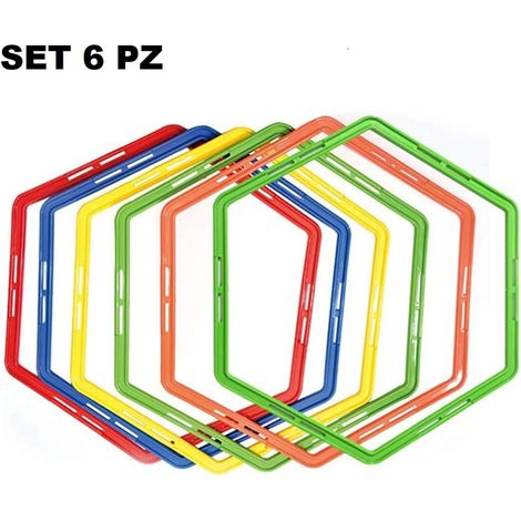 TRADE SHOP - Set 6pz Cerchi Piatti Allenamento Agilità Esagonale Per Calcio Fitness Da 50cm - (1/5)