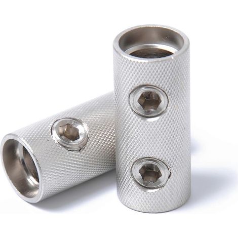 Lot de 2 connecteurs bout à bout en laiton pour câbles audio de calibre 1/0 (0GA) - 0GA-Silver (1/2)
