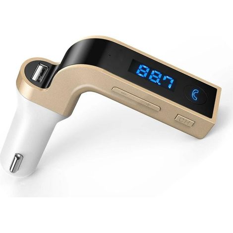 Transmetteur FM sans fil pour voiture, récepteur Audio, compatible Bluetooth, mains libres, lecteur MP3, chargeur rapide USB, accessoire de style(or)